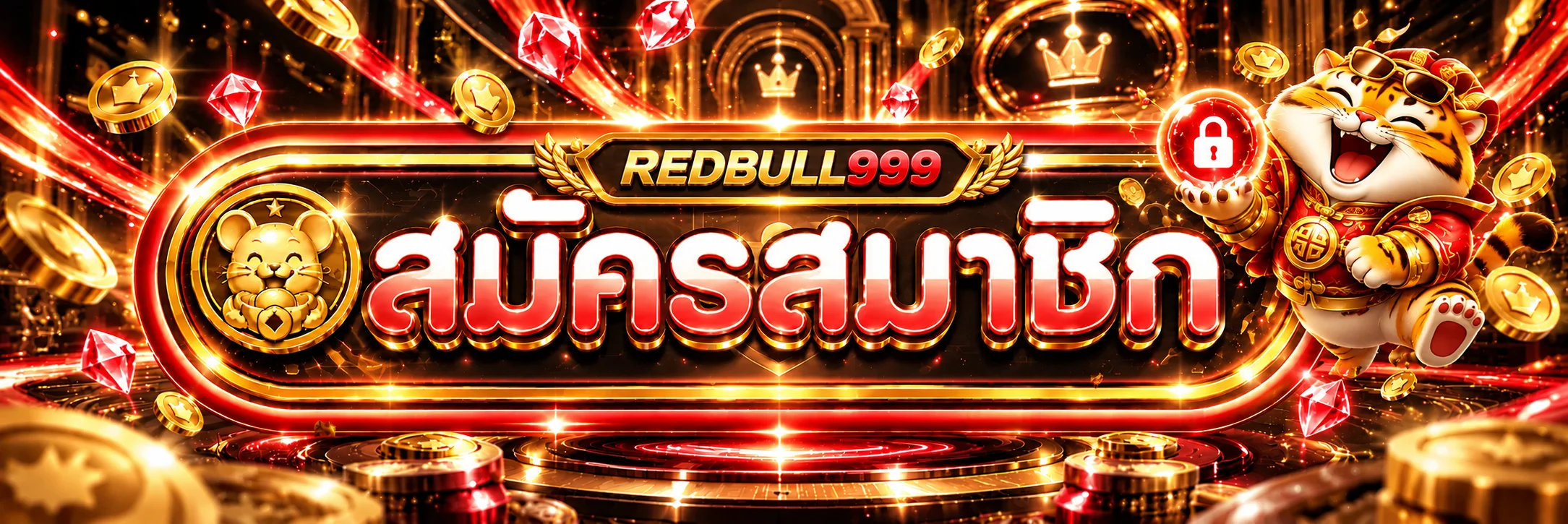 แบนเนอร์สมัครสมาชิกและเข้าสู่ระบบ REDBULL999